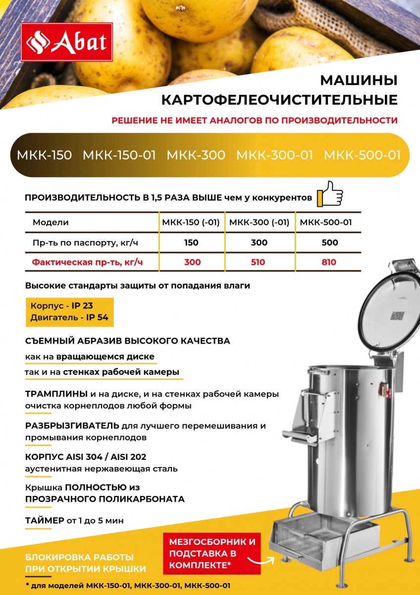 Каталог Машина картофелеочистительная кухонная типа МКК30001 от магазина AbatShop